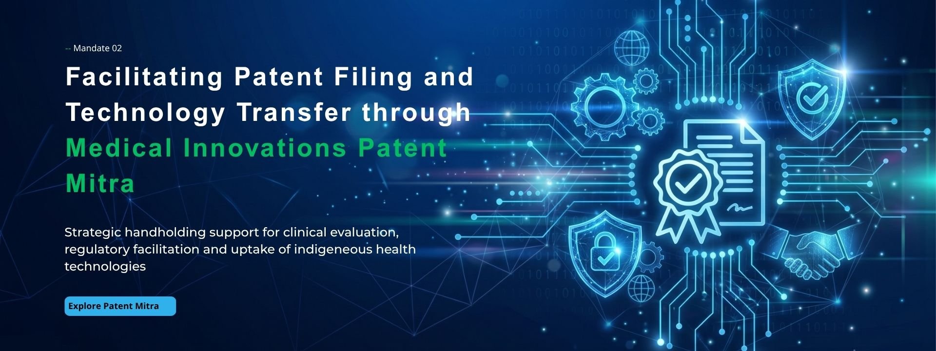 Mandate 02 — Facilitating patent filing and technology transfer through Medical Innovations Patent Mitra.